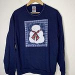 Jerzees Sweatshirt Snowman Applique Women Size Large Navy Blue Embroidered Photo 0