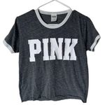 PINK - Victoria's Secret PINK Victoria’’s Secret Heather Grey Ringer Crop Top Oversizedo XS Photo 0