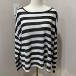 Eileen Fisher  striped scoopneck relaxed‎ light weight sweater Large Photo 1