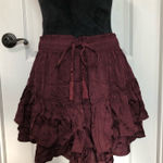 Aerie New Sweet N Silky Maroon Drawstring Mini Skirt Size Medium - Chic & Comfy Photo 0