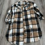 Brown Multicolored Plaid Shacket Size Medium Photo 3