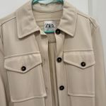 ZARA New  Faux Leather Long Overshirt/Coat Cream Photo 5