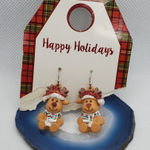NWT Happy Holidays Christmas Reindeer Earrings Red Photo 0