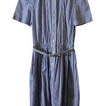 Vintage J.G. Hook Chambray Shirt Dress Size 8 Cotton Navy Blue &White‎ Button * Photo 0
