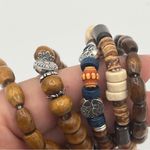 Handmade wooden beads stretch bracelets Set of 5, NEW! Photo 1