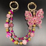 Handmade đź©·Luxury Bag/Phone Chain Charm/Keychain Pink Rhinestone Butterfly Crystal Beads Photo 2