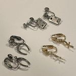 Hinge Lot Of 3 Fun Novelty Clip On Screw On Earrings Dangle- Door Horseshoe Etc Photo 1
