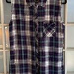 Rails Plaid Sleeveless Button Up Shirt Size Small Red Blue Green Oversized Tunic Photo 0