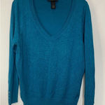 Lane Bryant Womens Sweater V Neck Button Cuffs Long Sleeve Blue Size 14 Photo 0