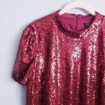 Marina Red Sequin Short Sleeve Cocktail Dress Size 10 Photo 2