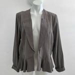 BCBGeneration  Open Jacket Front Peplum LARGE Gray Long Sleeves Ruffled Hem NWOT Photo 2