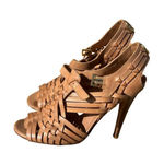 Tory Burch  Nadia Huarache Woven Tan Leather Sandals heels size 5.5 M Photo 0