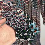 Maeve Anthropologie Dress Women M Monaco Shark Bite Hem Fan Print Flared Party Photo 2