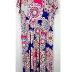 Glitzy Girlz Maxi Dress Women 2XL Pink Blue Boho Medallion Y2K Festival Boho Size 2X Photo 0