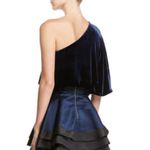Alice + Olivia  • SAPPHIRE BLUE ONE-SHOULDER VELVET TOP Photo 4