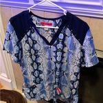Betsey Johnson Blue Snake Print Scrub Top Photo 0