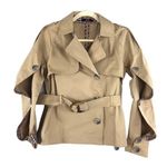 N12H Trench Jacket Women XS Tan Button Up Sleeve Boho City Chick Contemporary Photo 0