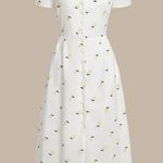 Rihoas White Lemon Fruit Square Neck Midi Dress Size L Photo 4