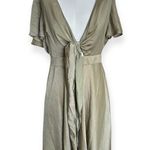 Billy J Sunny Daze Olive Green Tie Front Cutout Dress Size 14 Photo 1