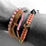 Pink peach gold stretchy‎ bracelet stack rocker set (4) Photo 0