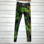 Gold Sheep  Tropical Print Athletic Leggings Size Large Photo 1