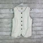 J Crew Factory Button Front Vest Linen Blend White Size 4 Photo 1