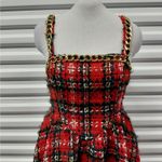 L’Atiste Womens Short Dress Medium Red Black Plaid Tweed Y2K Retro Holiday Party Photo 3