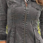 Venus  Jacket Top Denim Lace up Back Grey Fray Hem Distressed Asymmetrical 10/12 Photo 0