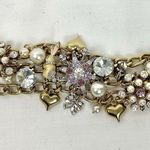 Betsey Johnson Betsy Johnson Vintage Hearts Bows Bracelet Charm Statement Gold Pearls Bunny Photo 1