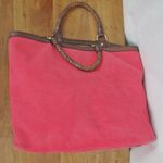 Cole Haan Red Canvas Tote Bag With Leather Trim Photo 2