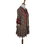 Umgee  Boho Floral Tunic Dress Ruffle Hem Tassel Tie Peasant Blouse Small Photo 2