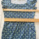 J. McLaughlin Catalina Cloth Floral Blue Green Scoop Neck Cap Sleeve Dress Sz M Photo 6