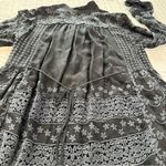 Johnny Was Eyelet Long Sleeve Black and Gray Embroidered Lace up Top /Dress Photo 13