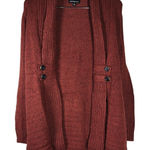 Fortune + Ivy Fortune‎ & Ivy Raiden Tab Metallic Button Detail Open Front Cardigan Rust S NIB Photo 0
