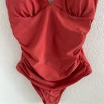 Cupshe NWT Rusty Orange Red One Piece Ruched Modest Small Photo 7