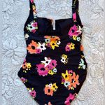 Anne cole Black Floral One-Piece Swimsuit Scoop Back Tummy Control Sz 12💛 Photo 6