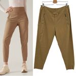 Athleta Trekkie North High Rise Jogger Pants Big Sur Brown Front Zippers Size 14 Photo 1