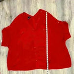 Alfani  Women’s Short Sleeve Blouse Full Button Front Back Top Red Shirt Size XL Photo 5