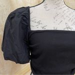 ZARA Puffed Sleeve Crop Top 95% Cotton Black Size L Photo 2