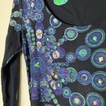 Desigual blue abstract circles sequin v-neck long sleeve wrapped dress EU Small Photo 2