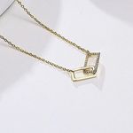 Boutique NEW Gold Plated Sterling Silver Pave Diamond Rectangle‎ Necklace, 16-18” Photo 1