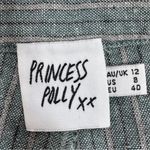 Princess Polly  Rach Striped Linen Blend Flare Leg Crop Pants Teal Grey 8 Photo 9