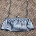Talbots Small Silver Leather  Clamshell Purse Bag Photo 3