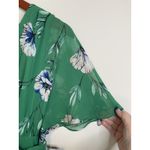 Jessica Howard Women's Hi Low 8 Green Floral Chiffon V-Neck Belted Short Sleeve Photo 3