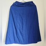 Sézane Sezane Amandine Button Front Tie Waist Linen Midi Skirt Blue Photo 3