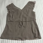 Loft Taupe Ruffled Blouse Photo 2