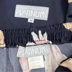 Vintage Platinum Satin Floral Maxi Skirt Crop Jacket Top Set Blue Multi Medium Photo 11