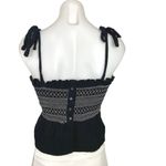 Free People Black White Ruffle Tie Sleeve Button Peplum Blouse Tank Top Size M Photo 1