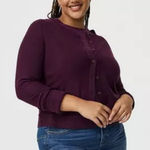 Torrid luxe cozy wine burgundy crewneck cardigan sweater size 1 Photo 0