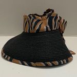 Tahari  Hat Visor Sun Animal Print Bow Packable Roll Up Black Blue Camel Tan Photo 1